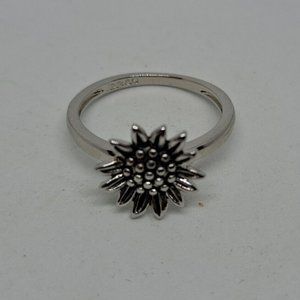 Sunflower Spinner Ring Silver Flower Size 6